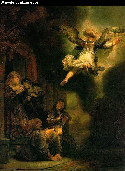 REMBRANDT Harmenszoon van Rijn The Archangel Leaving the Family of Tobias